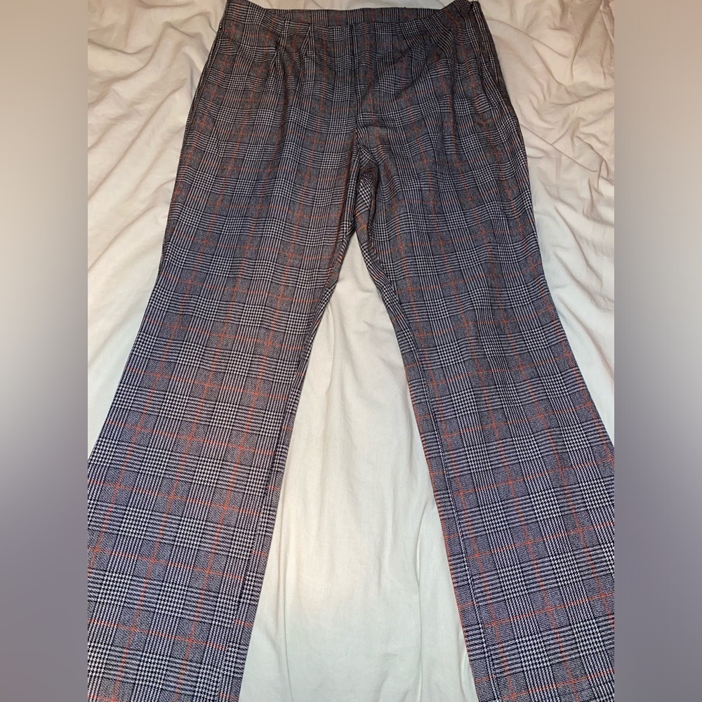 Free People Kick Flare Plaid Cropped High Rise Gray Trouser Pants Plaid Office - Picture 13 of 14
